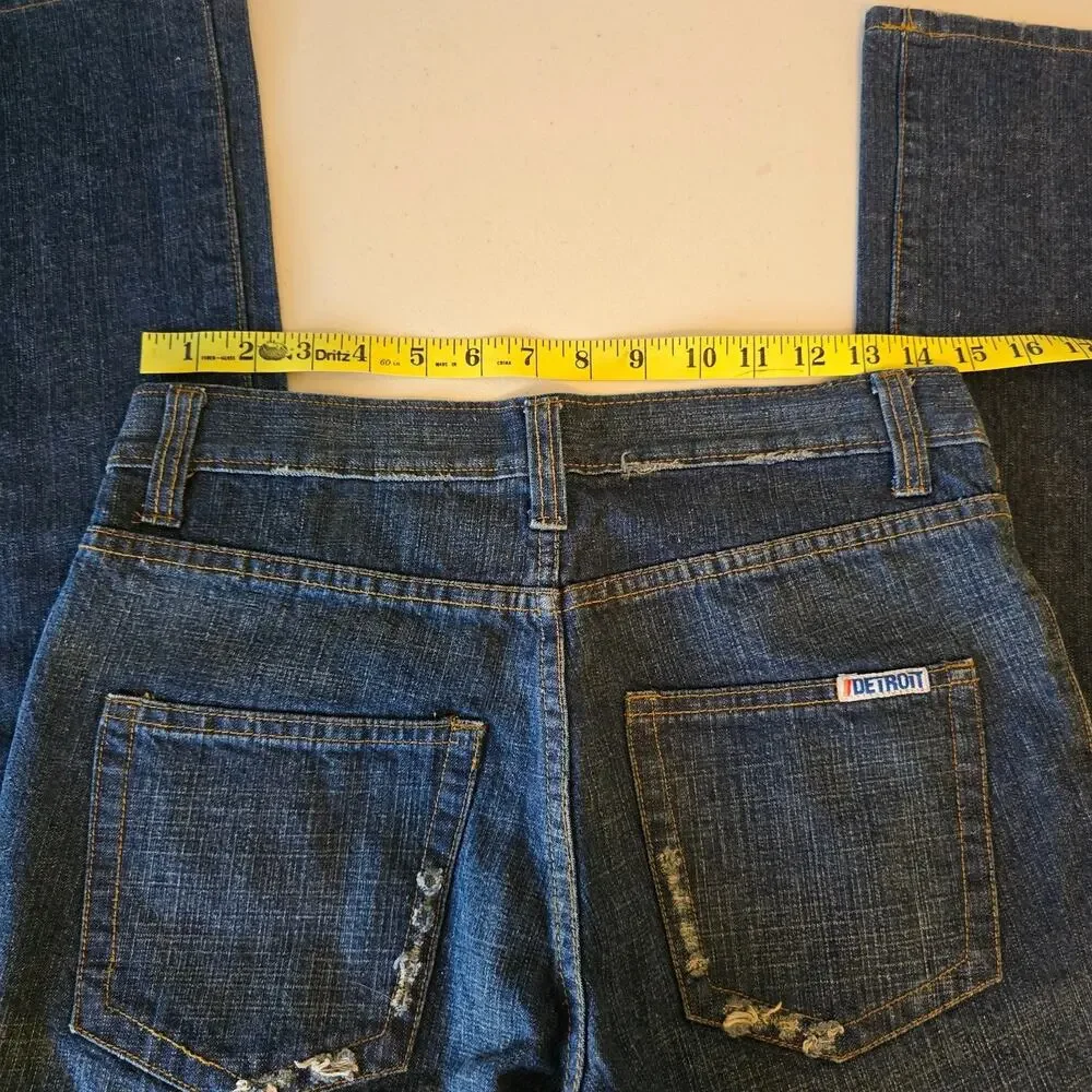 Detroit Denim Button Fly Jeans Men's 28 x 31 Blue Dark Wash Distressed EUC
